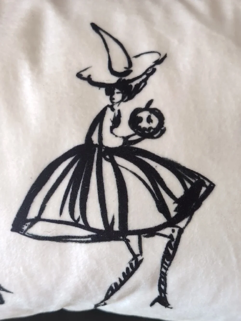Decorative Black and White Dance Motif Witch 🧹 Pillow -
